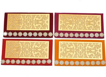 Anand Cards Shagun Money Envelope in Velvet with Laser Cut Jaali Money Card Paper Sheet Envelopes