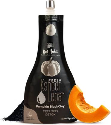 Nat Habit Pumpkin BlackClay Lepa Charcoal Face Mask For Men|Deep Skin Detox & Cleansing