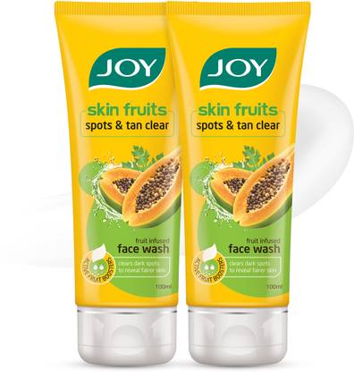 Joy Skin Fruits Spots & Tan Clear Papaya  (Pack of 2 x100ml) Face Wash