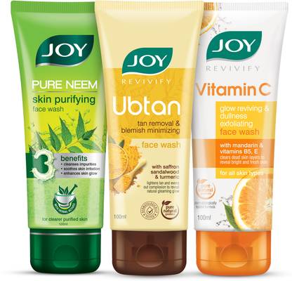 Joy Pure Neem | Ubtan | D-Tan | Vitamin C | Skin Brightening & Tan Removal  Face Wash