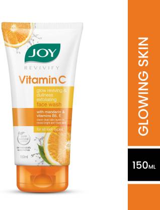 Joy Revivify Vitamin C Glow Reviving and Dullness Exfoliating With Mandarin, Vitamin B5, E | Skin Brightening - No Parabens, Sulphates  Face Wash