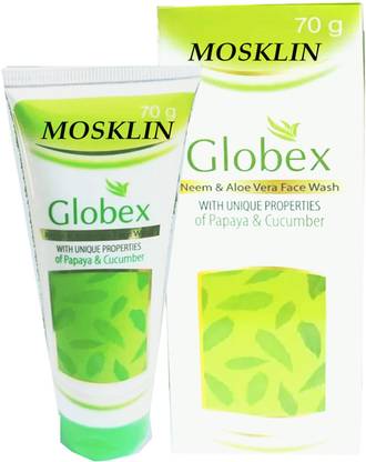 MOSKLIN GLOBEX ALOEVERA & CUCUMBER FACEWASH FOR CLEANSING ,BRITE & GLOWING SKIN PACK OF - 70g x 1 Face Wash