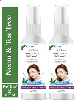 INDIANA HUDA Glow & Clean Whitening  2 Pack Neem Tea Tree Bright Acne Solution Face Wash