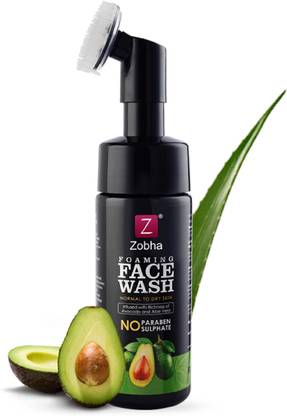 Zobha Avocado and Alovera Foaming  with Built-In Face Brush, Avocado & Alovera Extract Face Wash
