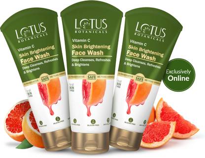Lotus Botanicals Vitamin C Skin Brightening (Pack of 3)| Deeply Cleanse & Brightens Skin Face Wash