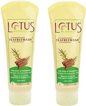 LOTUS Tea Tree & Cinnamon Anti Acne Oil Control Pack of 2 Face Wash