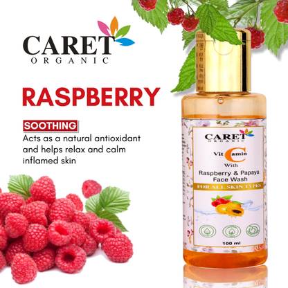 Caret Organic Papaya & Raspberry With Vitamin C Facewash For Pigmentation Removal -Paraben Free Face Wash