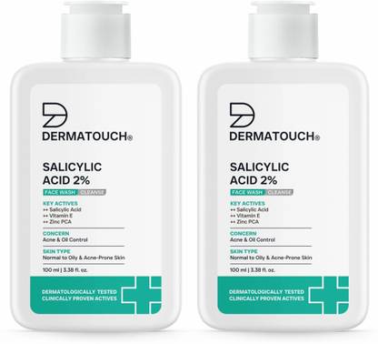 Dermatouch Salicylic Acid 2%  | For Acne & Oil Control | Suitable to All Skin Types | For both Men & Women | 100ML(Pack of 2) Face Wash