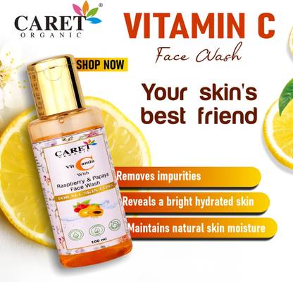 Caret Organic Natural  for Dry Skin for Tan removal and Skin brightning - SLS & Paraben Free Face Wash