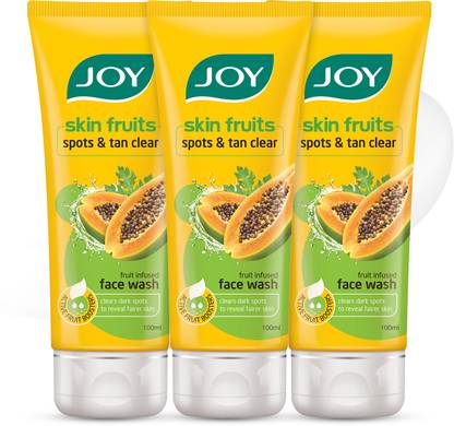 Joy Skin Fruits Spots & Tan Clear Papaya Fruit Infused (Pack of 3 x100ml) Face Wash
