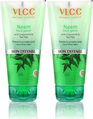 VLCC Neem  - 150ml X 2 | Fights Acne, and Pimples | Soothe Skin Inflammation and Irritation | With Neem, Chamomile, Tea Tree, Eucalyptus & Carrot seed Face Wash