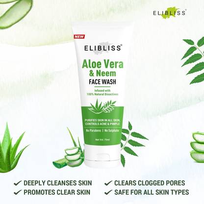 ELIBLISS Naturals Nourishing Aloe Vera & Neem Gel  for Clear Skin Face Wash