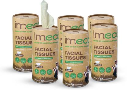 IMECO Bamboo Facial Tissue Paper 50 Pulls Box Each | Ideal for Travel, Car & Daily Use