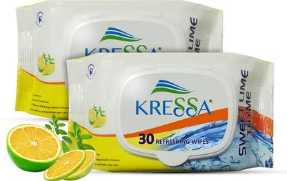 KRESSA Refreshing Face Wet Wipes (Sweet Lime & Thyme)