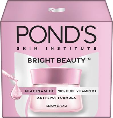 POND's Bright Beauty Day Cream 22 g, Non-Oily, Mattifying Daily Face Moisturizer, SPF 15 - With Niacinamide to Lighten Dark Spots for Glowing Skin
