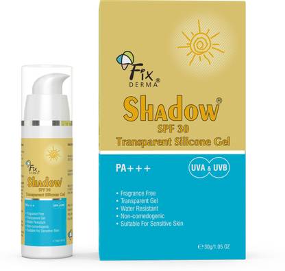 Fixderma Shadow Sunscreen SPF 30 Transparent Silicone Gel, Sunscreen for Acne Prone Skin