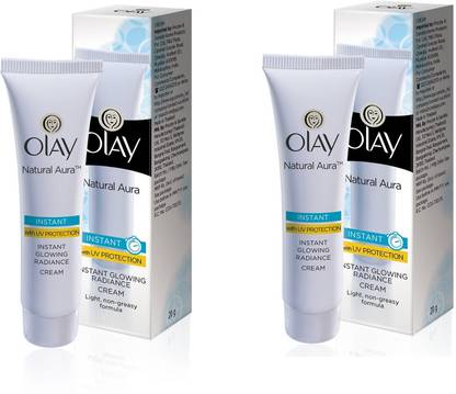 Olay Natural Aura Vitamin B3, Pro B5, E With Uv Protection Cream, 20 Gm Pack of 2