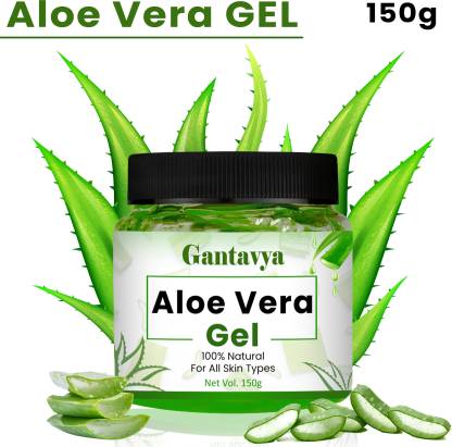 Gantavya 100% Bio Organic Aloe Vera Gel For Skin Acne, Scars,Dark spots Face & Hair Care