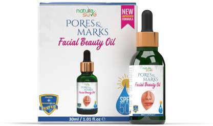 Nature Sure Pores and Marks Facial Oil with SPF 50 Sunscreen, Natural Skin Glow and Ultralight Face Care - 1 Pack