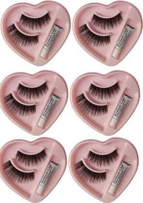 BETRENDING False-fake eyelash with glue set natural [pack of 6] for professional use