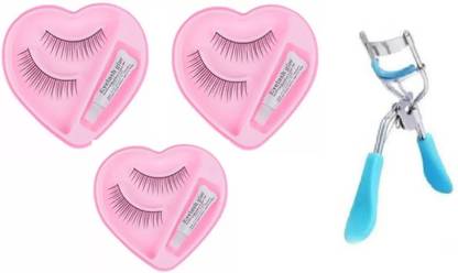 YELGO False eyelash with Glue[pack of 3] waterproof & Reusable and CURLER