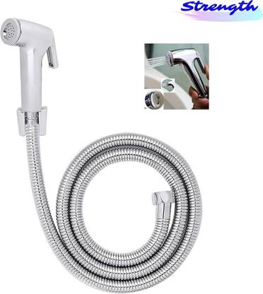Strength -HF-05 Conti ABS Health Faucet with SS-304 Grade 1 Meter Flexible Metal Hose Pipe and Wall Hook Chrome Finish - ( Set of 1 pcs ) Health  Faucet