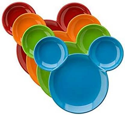 JYOTCREATION Pack Of 4 Unbreakable Children's Plastic Mickey Minnie Shaped Serving Food Plate  - Plastic