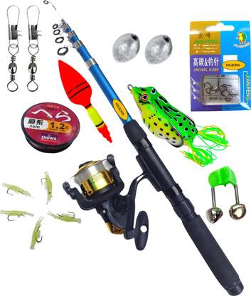 Milbonn Fishing rod and reel with hook,line,soft lure fatna combo 210 g,b Blue Fishing Rod