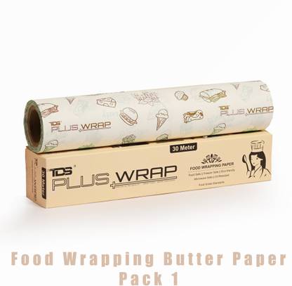 TDS PLUS WRAP 30 Meter Food Wrapping Butter Paper (Brown Print, Pack 1) Paper Foil