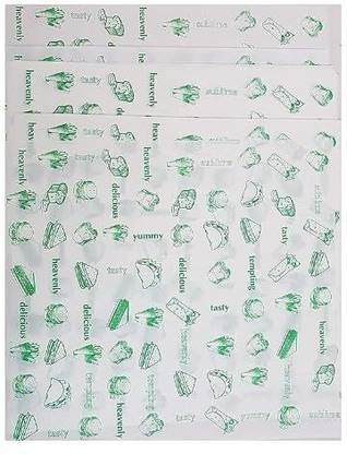 GURU ENTERPRISES Multipurpose Food Wrapping Paper - Pack of 80 Sheets (11 x 12", Green and White) Parchment Paper