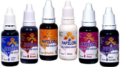 PAPILON Pack of 6 Gel Food Colour - 30 gm each Multicolor