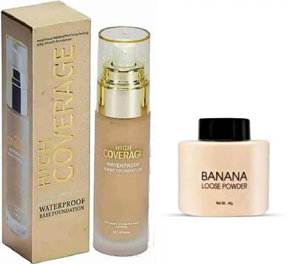 balaan's beauty bazar Professional HD High Definition Moisture Foundation AND Banana Loose ( 60 ml) Foundation