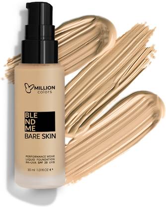 मिलियन कलर्स Blend Me Bare Skin Waterproof Liquid Foundation for Oily & Dry Skin with SPF 20 Foundation