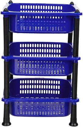 DM PLUS Plastic Fruit & Vegetable 3-Layer |kitchen accessories | Plastic Kitchen Trolley