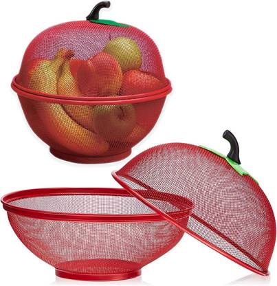 parspar Apple Shape Fruit & Vegetable Basket With Protective Lid Steel Fruit & Vegetable Basket
