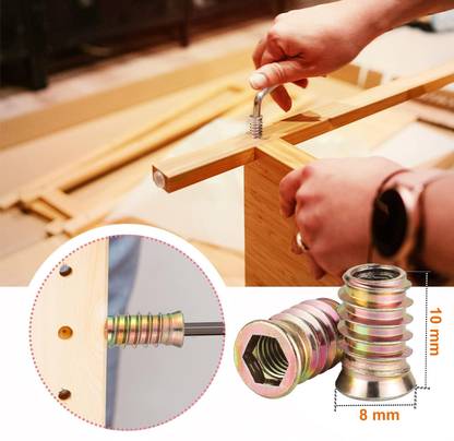 MAESTRO Nut PK25 (8mm to 10mm) Insert Nutsert, Wood Insert D-Nut Internal Thread Alloy Zinc