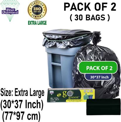 KALP CRAZE Extra Large Black Trash Bags 30x37 Inches Durable & Tear Resistant XL 80 L Garbage Bag  Pack Of 30