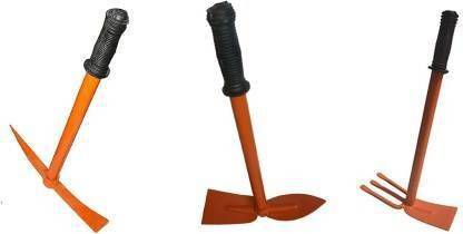 Gaintcloud SIX TOOLS FETURES IN 3 TOOLS, GARDEN HOE WITH 3 PRONG, TILLER, SHOVELS - GARDEN TOOLS KIT, GARDEN TOOLS COMBO FOR HOME GARDENING AND AGRICULTURE Garden Tool Kit Garden Tool Kit