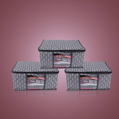 Beyond Imagine Garment Cover Non Woven Saree Cover Storage Bags for Clothes pack of 3 Black Chini