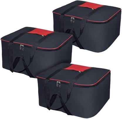 Shaping Fabric Underbed Storage Bag Cloth Organiser with Zippered Closure and Handle Pack of 03 Under Bed Storage
