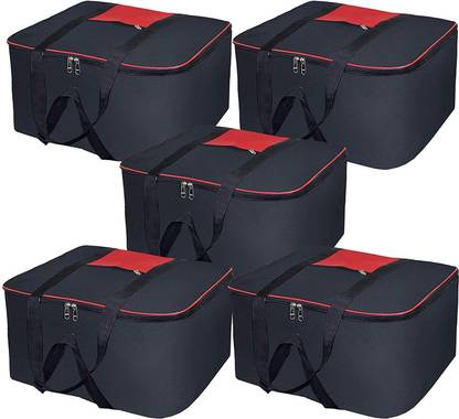House of Common Underbed Storage Bag Moisture Proof Cloth Organiser Underbed Storage Bag with Zippered Closure and Handle Pack Of 5