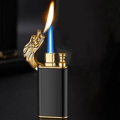 Orelius Fire Dragon Magic Double Flame Lighter Luminous Cigar Torch Lighters Wind-Proof Steel Gas Lighter