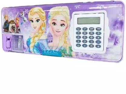 ADZX Multipurpose Magnetic Pencil Box with Calculator, Sharpener mix Art Plastic Pencil Box