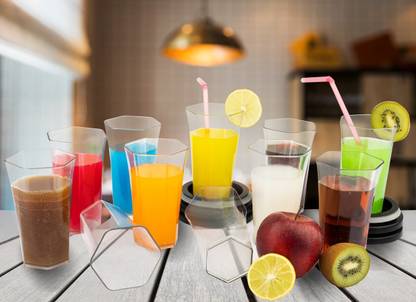 PILOT MART (Pack of 12) Unbreakable Hexagon Design Drinking Glass Set Water/Juice Glass