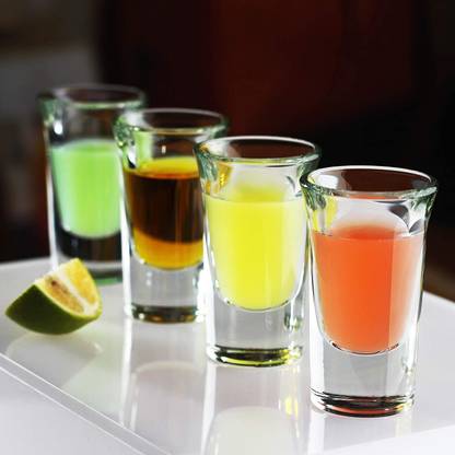 TINSUHG (Pack of 4) Heavy Base Round Shot Glass Set of 42 (Vodka Tequila Shot glass 42ML) Glass Set Shot Glass