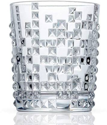 TINSUHG (Pack of 6) Crystal Clear Diamond Cut Whiskey Glass Perfect Scotch Rum Glass Set Whisky Glass