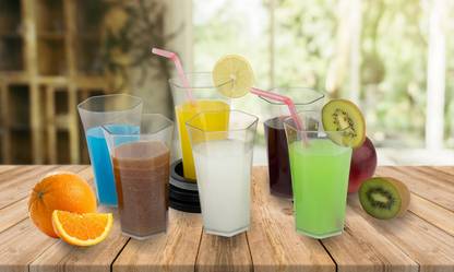 PILOT MART (Pack of 6) Hexagon Design Drinking Glass Set Water/Juice Glass