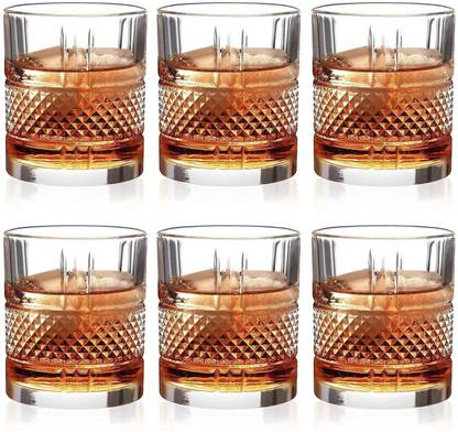 Prachi (Pack of 6) 310ml Crystal Whiskey Glasses for Drinking Bourbon , Cocktails , Home Party Glass Set Whisky Glass