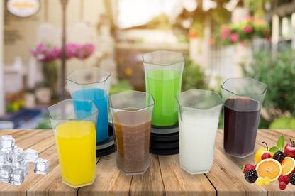 PILOT MART (Pack of 6) Hexagon New Design Drinking Glass Set Water/Juice Glass