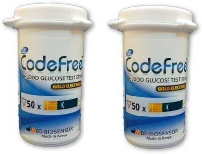 सद कोडफ्री SD Codefree 100 ग्लूकोमीटर स्ट्रिप्स